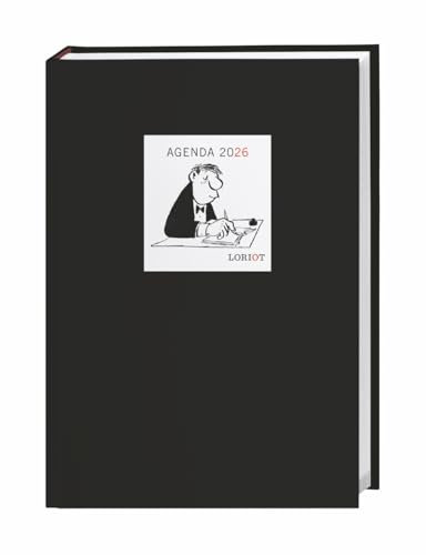 Loriot Agenda A5 Schwarz - Kalenderbuch 2026 - Heye-Verlag - Taschenkalender mit humorvollen Illustrationen - 15,2 cm x 21,5 cm
