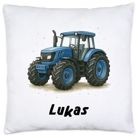 Kiddle-Design Traktor Kissen mit Namen, Trecker Geschenk Kinder Jungen Kindergarten, Traktorkissen mit Namen Geschenkidee Einschulung Kuschelkissen Geburtstag