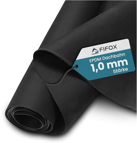 FIFOX - Langlebige EPDM Dachfolie für Carports und Gartenhäuser - Stärke 1 mm - 4,57 m x 7 m - EPDM Folie schwarz zur Dachabdichtung - Dachfolie wasserdicht