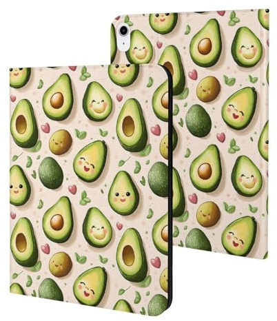 Funda compatible con iPad A16 de 11 pulgadas 2025, funda delgada con estampado de aguacate y dibujos animados compatible con iPad de 10.9 pulgadas 2022 con soporte de encendido y apagado automático