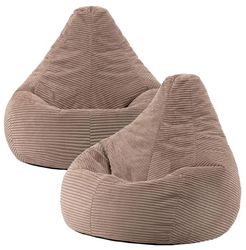 icon Dalton Cord Bean Bag with Filling Included, Set of 2, Brown