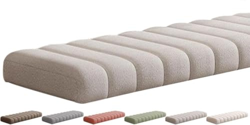 VEAI Cojin para Banco Exterior/Interior, 120/150/180/100/80/90x30/40/50CM Grueso Cojin de Banco de Jardin/Zapatero, Cojín del Asiento para Terraza Balcón Palet Comedor Columpios(Beige,40x70CM)