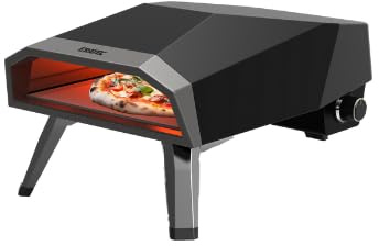 ERATEC Gas Pizzaofen GPM-12, Silber Edelstahl, 80x60x50cm, Outdoor Gasbrenner mit Pizzastein und Druckregler, Freistehend für Garten und Terrasse