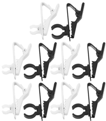 DECOMELODY 10pcs Universal Lapel Microphone Clips with 8.5Mm Black and 6Mm White Diameter, Replacement Lavalier Mic Tie Clips for Recording, Presentation, and Broadcasting Use