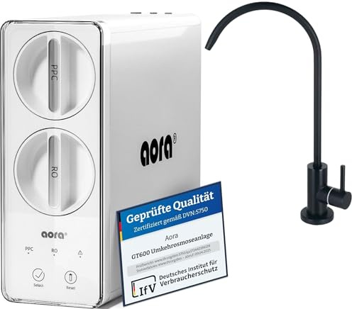 aora Sistema de ósmosis inversa GT600 + grifo de 3 vías sin taladrar filtro de agua de ósmosis + 8 etapas de filtración y cambio de filtro en 3 segundos sin depósito de combustible RO (GT600 + grifo