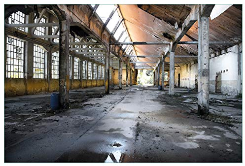 Wallario Küchenrückwand selbstklebend 90 x 60 cm, Motiv: Alte Industriehalle leerstehend und einsam | Spritzschutz abwischbar & pflegeleicht