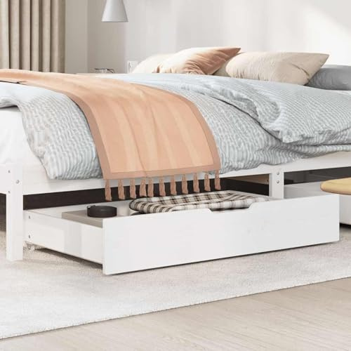 Mengtu Unterbett-Schublade aus massiver Kiefer | Weiß | 95x55x17 cm | Schlafzimmer-Ordnung Model850921