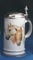 Zimmermann Bierseidel Bier-Krug Pferde Galeriekrug mit Zinndeckel 0,5l