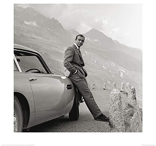James Bond 007 Poster Sean Connery Mit Aston Martin Kunstdruck Bild 40x40 cm
