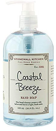 Stonewall Kitchen Coastal Breeze Handseife, Flüssigseife mit Meersalz Kokosnuss und Zitrusduft, pflanzliche Pflegeformel mit ätherischen Ölen, dekorative flüssige Seife im Spender für Bad und Küche