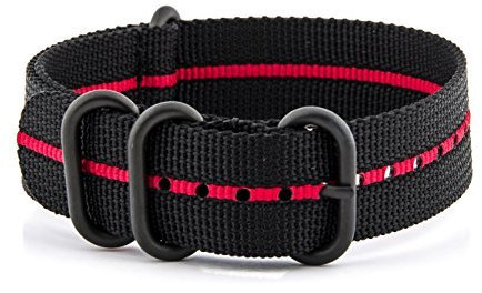 Nato-Nylon VK von Buran01.com WATCH STRAP FOR STRONG ZULU PVD Red/Black 22 mm