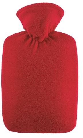 Hugo Frosch Wärmflasche Klassik 1,8l – Made in Germany – mit weichem Fleecebezug Rot – große, auslaufsichere & geruchsneutrale Bettflasche – langlebig & mit waschbarem Bezug
