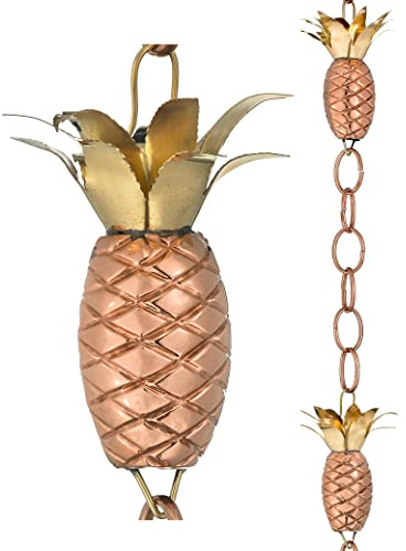 Good Directions 100% Pure Copper Pineapple Rain Chain, 8-1/2 Feet Long, Artistically Designed, Replaces Gutter Downspout