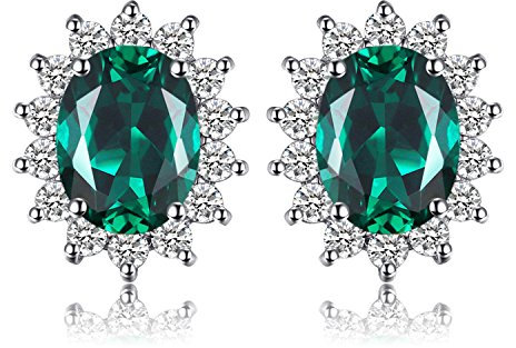JewelryPalace Prinzessin Diana Kate Middleton 2.5ct Simulierte Smaragd Ohrstecker Silber 925 Damen, Schmuck Set Grün, Ohrringe Silber Edelstein Mädchen, Ohrstecker Silber mit Stein Frauen Geschenk