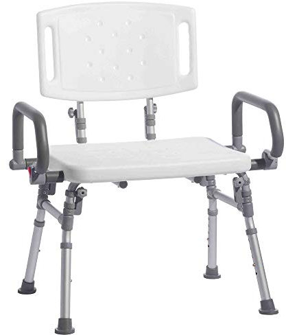 TRENDMOBIL DHB-AR 250 Duschhocker XL mit Rückenlehne und Armlehnen in weiß aus Polyethylen und Aluminium