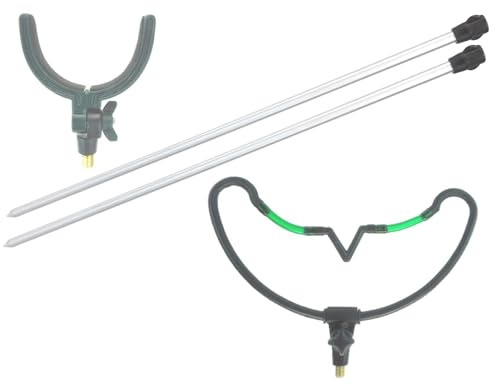 Roddarch Bank Stick & Rod Rest Set 2 X Bank Stick Adjustable V Rest & Adjustable U Rest