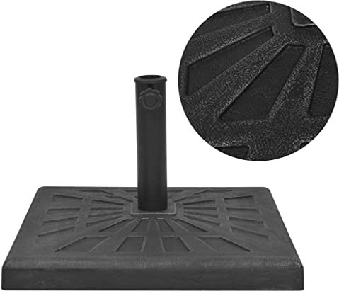 vidaXL Base Carrée de Parasol Socle de Parasol Porte-Parasol d'Extérieur Pied de Parasol Support de Parasol Jardin Terrasse Résine Noir 12 kg