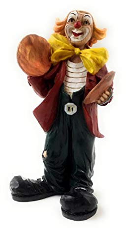 Tipigra Clown mit Becken Figur Skulptur Kunstguß von Claudio Vivian by Faro Italien 18 cm höhe