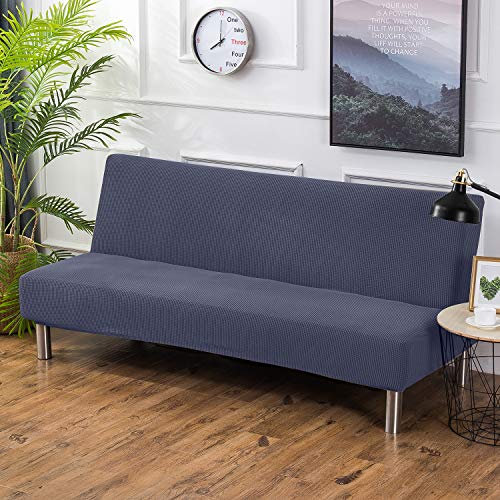 PETCUTE Sofabezug ohne armlehne schlafsofa bezug ohne armlehne futonbezug Stretch sofahusse ohne armlehne sofaüberwurf Dunkelgrau