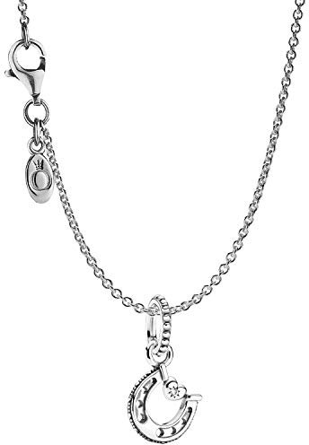 PANDORA Damen Halskette 925 Sterlingsilber mit Hufeisen 45 cm eleganter Halsschmuck für Damen, wunderschönes Geschenk-Set für modische Frauen, 39718