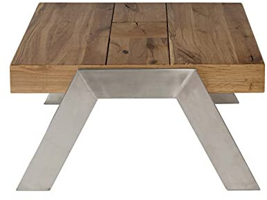 LaNatura Couchtisch Beistelltisch 80x82,5 cm Wildeiche und Metall Geölt