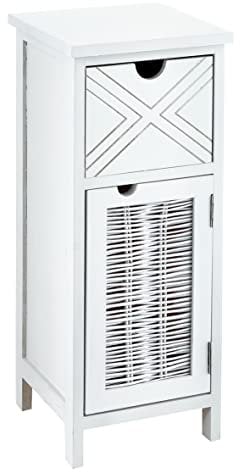 Baroni Home Nachttisch aus Holz, Couchtisch für Wohnzimmer oder Bad, Mehrzweckschrank mit Schublade und Tür 25 x 25 x 60 cm
