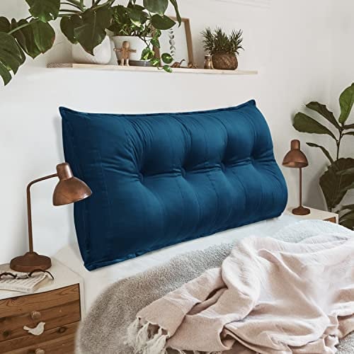 Johnear Rückenkissen für Sofa Rückenlehne Bett Lesekissen, Samt Bücherkissen Großes Lendenkissen Kopfteil Bett Kopfkissen Wandkissen Beinkissen (Dunkelblau,120x8x50cm)