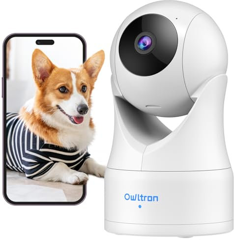 owltron Security Camera Indoor Baby Camera, Pet Camera, Cameras House Security, 360° Pan/Tilt Motion Tracking, IR Night Vision, 2-Way Audio, Indoor Security Camera for Home/Pet, Work with Alexa