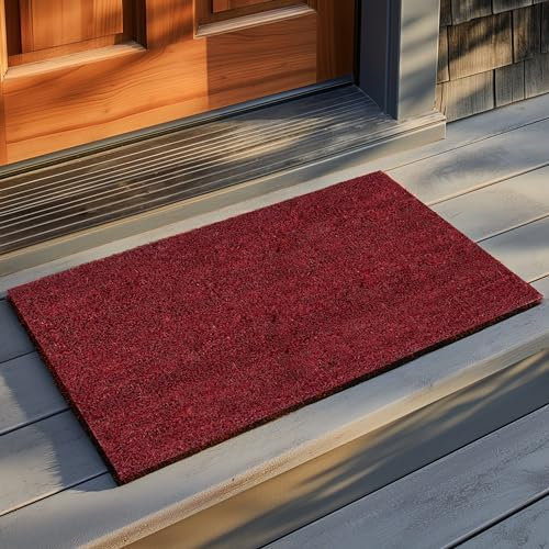 Entrando Fussmatte aus Kokos - optimale Türmatte für den Aussenbereich - rutschfest, wetterfest, für aussen - Rot, 50x80 cm fußmatte kokos schmutzfangmatte kokos fussmatte kokos
