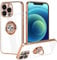 ZCDAYE Case for iPhone 12, iPhone 12 Phone Case with Magnetic Ring Holder Stand,Gold Edge Electroplated Soft TPU Shockproof Case Cover for iPhone 12- White