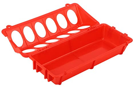 HEEPDD Tauben-Futterstation, verdickter Mehrzweck-Geflügel-Futterspender mit Klappdeckel, 12 Löcher, rot, für Vögel für Entenküken