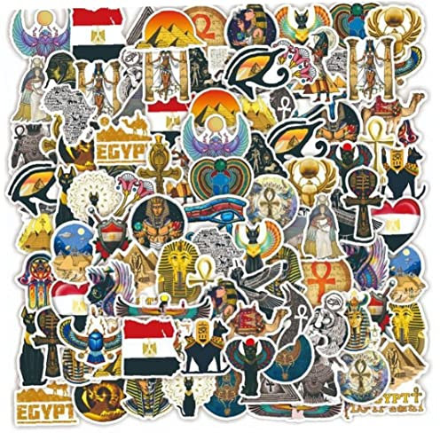 Fopytu Altes Ägypten Aufkleber, 50 Stück Verlorene Zivilisationen Pyramide Sphinx Pharao wasserdichte Vinyl-Aufkleber für Laptop, Wasserflasche, Telefon, Skateboard, Helm