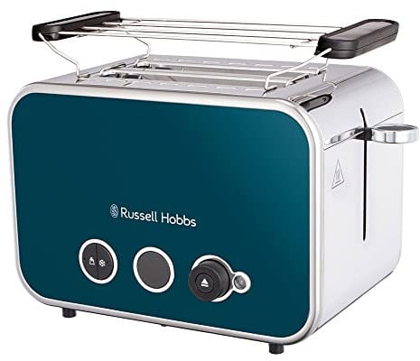 Russell Hobbs Tostapane - 2 Fette - Acciaio Inox Blu Oceano; Scomparti per toast extra larghi; 6 livelli di doratura; Scongelamento; Funzione solleva e guarda; 1600 W, DistinctionsOcean 26431-56