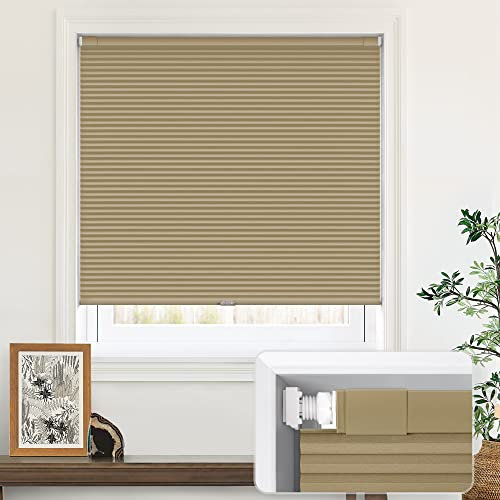 LazBlinds Jalousie, schnurlos, zellular, für Fenster, kein Werkzeug, kein Bohren, Verdunklung, für Fenstergröße 51 x 122 cm (B x H), Taupe