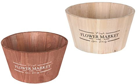 HERSIG - Jardineras Redondas Grandes | Maceteros Redondos marrón y Natural 24x13/19cm