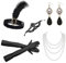 DKDDSSS 5 Stück 20er Jahre Accessoires Damen Zubehör Set, Gatsby Accessoires Kostüm Damen, 1920 Zubehör-Set, Perlen Kette,Ohrringe, Flapper Stirnband, Lange Handschuhe,Maskerade Maske