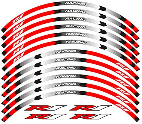 ROANNY Felgenband Reflektierende Aufkleber Für Motorrad-Vorder- Und Hinterreifen, wasserdichte Aufkleber, Zubehör, Logo Für Yamaha YZF R1 (Color : 2)
