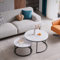 EGOONM Lot de 2 Tables Basses gigognes, Tables Basses Rondes Modernes pour Le Salon, Le Balcon et Le Bureau, Tables d'appoint en Imitation de marbre (Blanc/Noir, 80 * 80 * 45/60 * 60 * 35)