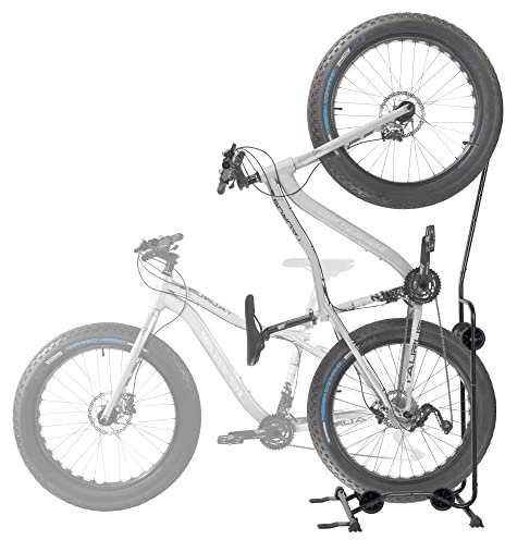 CyclingDeal Upright Bike Stand - for Fat Bikes MTB Road Bikes with up to 4 Tire Width - Premium Quality Vertical & Horizontal Adjustable Bicycle Floor Parking Rack - Wheel Sizes up to 29”