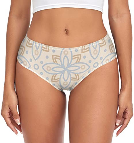 Damen-Unterhose, Bambus-Unterwäsche, feuchtigkeitsableitend, weich, ohne Sicht, Höschen, geometrische Medaillons, Unterwäsche für Damen, Geometrische Medaillons, XXL