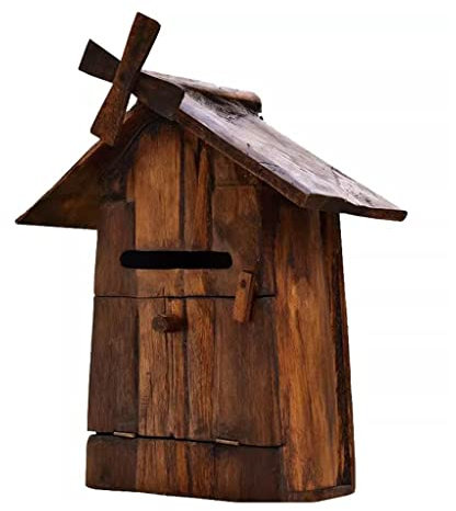 DITUDO Wandbriefkästen Windmühlen-Briefkasten, Holz-Briefkasten, Outdoor-Wand-Briefkasten Abschließbar Vintage-Holz-Briefkasten, Kann In Häusern, Gärten, Wohnungen Platziert Werden