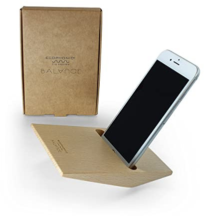 Ecophonic Balance Altoparlante ecologico artigianale | Amplificatore acustico naturale | Legno massiccio | Supporto per Smartphone | Made in Italy