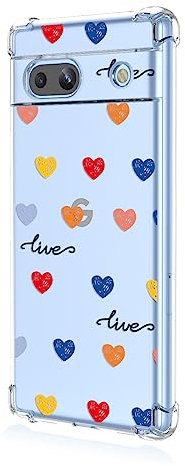 BORYA Funda para Google Pixel 7A, Transparente Ultradelgado Suave Sedoso Silicona Carcasa, Antigolpes TPU Bumper Estuche, Elegante Simple Caso, Amor Corazones