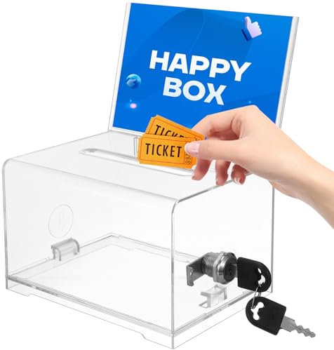 Ciieeo 1pc Acrylic Ballot Box with Lock Transparent Suggestion Box Clear Voting Box Transparent Ballot Box for Voting Fundraising Office