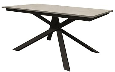 KONTE.DESIGN Mesa VOLPAIA de Madera, Acabado Gris Cemento y Metal Pintado Negro