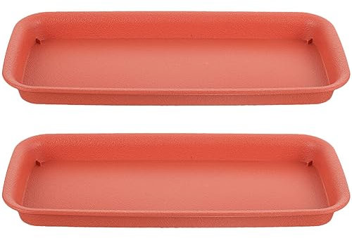 Yardwe Lot de 2 soucoupes rectangulaires en plastique pour pots de fleurs, plantes grasses, soucoupes, plateaux ronds pour contenir les gouttes d'eau et la terre (33 x 14 cm)