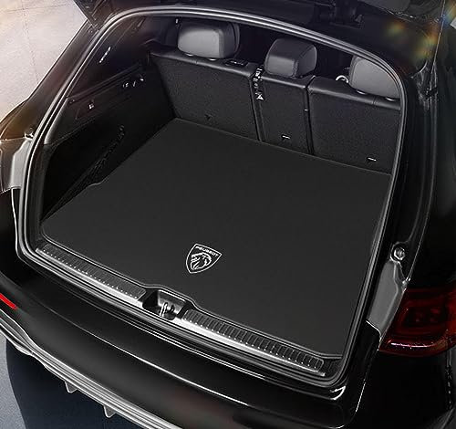 NGANOH Auto Leder Kofferraummatte für Peugeot 5008(7 Seats) 2017-2023, Wasserdicht Antirutsch Kofferraumwanne Schutzmatte, Flacher Stil Kofferraummatte