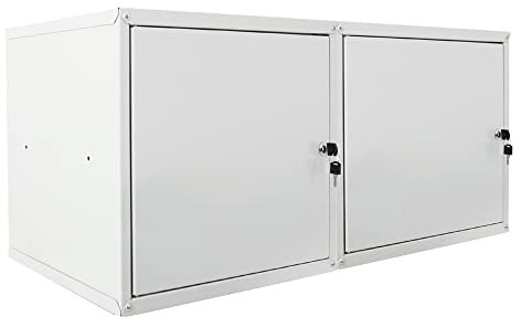PROREGAL Mega Deal 2X Schließfachwürfel Cubic XL HxBxT 45x45x45cm Grau Schließfachschrank Metallspind Wertfachschrank Umkleideschrank 2 Fächer