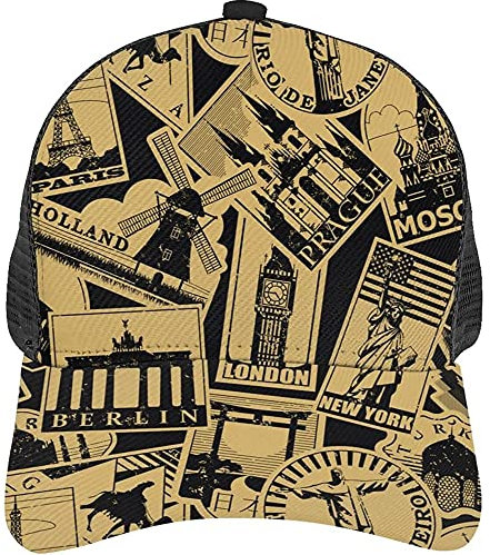 934 Mütze Vintage Papier Sehenswürdigkeiten Reiseetiketten Alt Baseball Cap Unisex Schirmmütze Casual Trucker Baseballkappe Hat Für Sport Outdoor Erwachsene