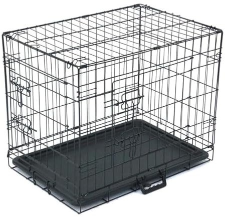 TactFire Hundekäfig Faltbar klappbar mit 2 Türen,Hundehöhle Hundebox Auto mit Bodenschale,(S) 60.5 x 44 x 49.5 cm